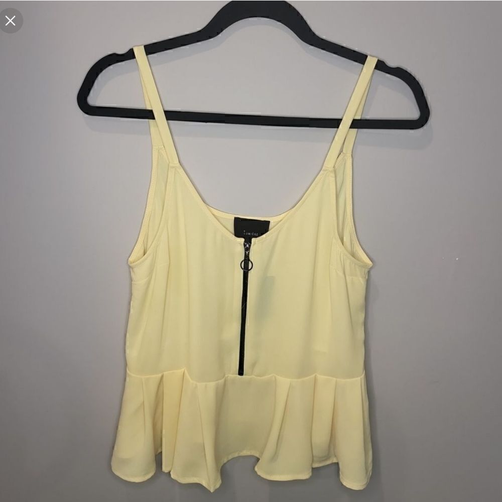 NWT! Lumiere Yellow Retro Shirt with Black circle zipper Small